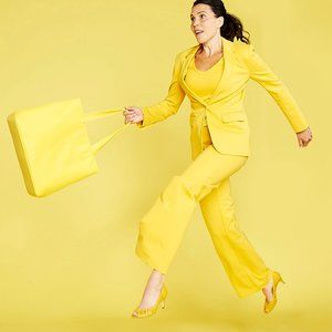 YELLOW PURSE VEGAN LEATHER TOTE